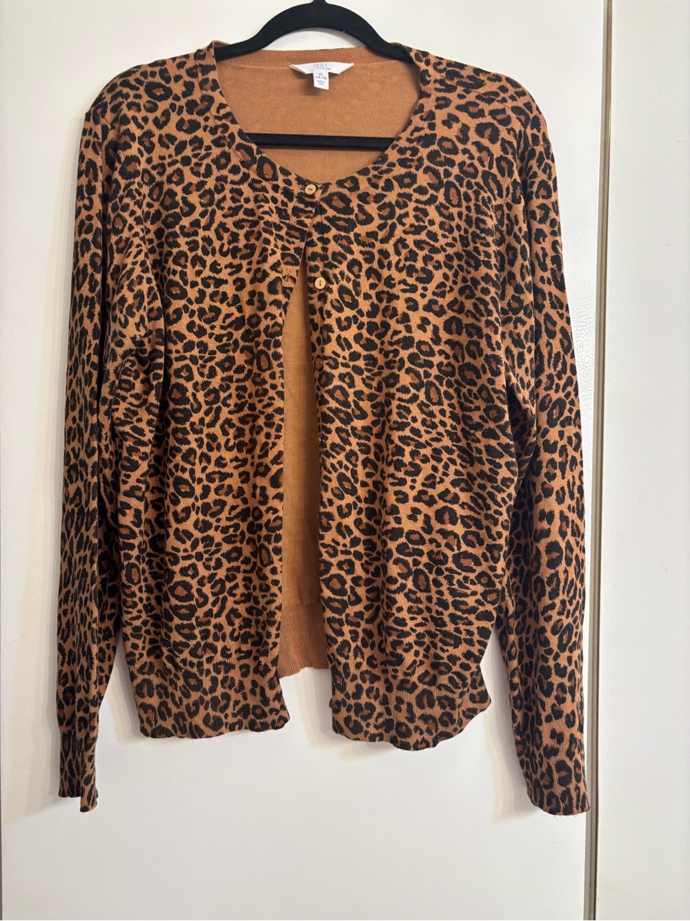 Time and Tru Camel Knit Sweater with Black Trim
